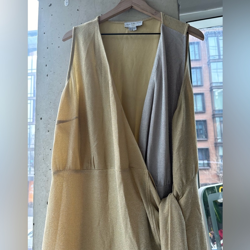 Never Fully Dressed gold & silver metallic maxi wrap dress, US size 16